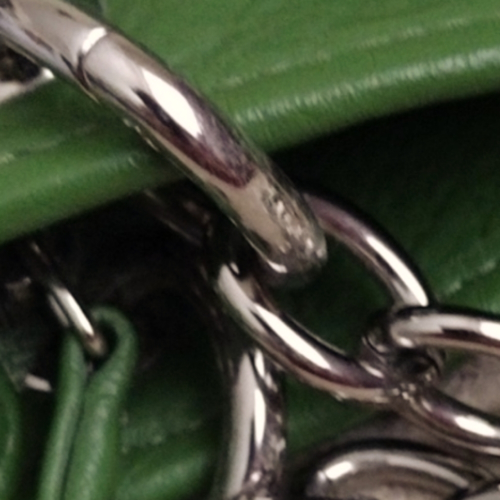 Vintage Vtg Y2k Xl Bodhi Leather Bright Green Hobo Bag Silver Chain Hardware - Picture 14 of 16